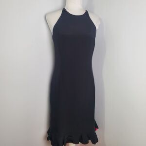 Vintage Flores & Flores Silk Black Ruffle Mini Dress Size 6